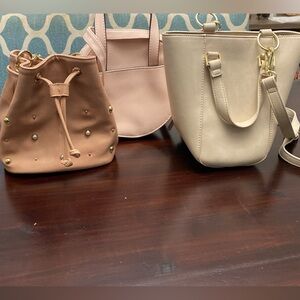 Pink Crossbody Bag + Steve Madden Beige Purse + Blush Round Purse